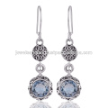 Boucles d'oreilles en argent sterling 925 en pierres précieuses en topaze Blue Sky Blue